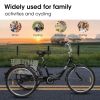 A24631 Adult Tricycles, 1 Speed Adult Trikes 24 inch 3 Wheel Bikes, Three-Wheeled Bicycles Cruise Trike with Shopping Basket for Seniors, Women, Men