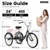 A24631 Adult Tricycles, 1 Speed Adult Trikes 24 inch 3 Wheel Bikes, Three-Wheeled Bicycles Cruise Trike with Shopping Basket for Seniors, Women, Men