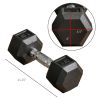 Soozier 2 x 15lbs Hex Dumbbell Set of 2, Rubber Weights Exercise Fitness Dumbbell with Non-Slip Handles, Anti-roll, for Women or Men Home Gym Workout