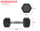 Coated Rubber Hex Dumbbell, Pair
