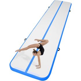 VEVOR Gymnastics Air Mat, 4 inch Thickness Inflatable Gymnastics Tumbling Mat, Tumble Track with Electric Pump (Color: Blue, size: 16 ft x 3.3 ft x 4 in(500 x 100 x 10 cm))
