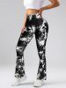 High-Waist Tummy Control Flare Yoga Pants For Women, Tie-Dye Stretch Slimming Bootcut Workout Pants, Fitness & Sports Activewear
