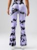 High-Waist Tummy Control Flare Yoga Pants For Women, Tie-Dye Stretch Slimming Bootcut Workout Pants, Fitness & Sports Activewear