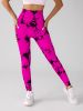 Cut Out Side Hollow Tie Dyed Yoga Pants, High Waist And Hip Lifting Fitness Pants With Side Hollow Seamless Sports Tights