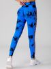 Cut Out Side Hollow Tie Dyed Yoga Pants, High Waist And Hip Lifting Fitness Pants With Side Hollow Seamless Sports Tights