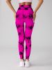 Cut Out Side Hollow Tie Dyed Yoga Pants, High Waist And Hip Lifting Fitness Pants With Side Hollow Seamless Sports Tights