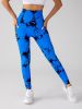 Cut Out Side Hollow Tie Dyed Yoga Pants, High Waist And Hip Lifting Fitness Pants With Side Hollow Seamless Sports Tights