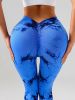 2 Pack Tie-Dye High Waist V-Back Yoga Leggings, Peach-Hip Enhancing Athleisure Tights, Sport Style Fitness Pants